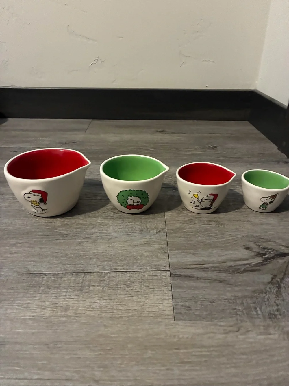 Rae Dunn snoopy Christmas double sided measuring cups